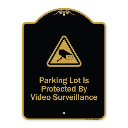 Signmission Designer Series-Parking Lot Is Protected By Video Surveillance With Caution Gr, 24" H, BG-1824-9800 A-DES-BG-1824-9800